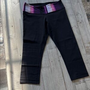 Women’s Black Leggings with Purple Waistband